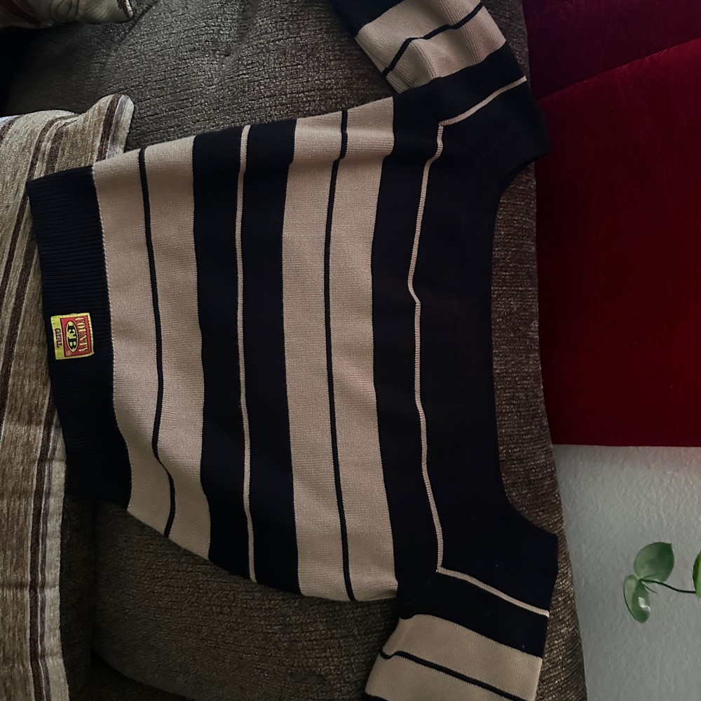 FB COUNTY Classic Striped Crewneck TOP in Black and Cream